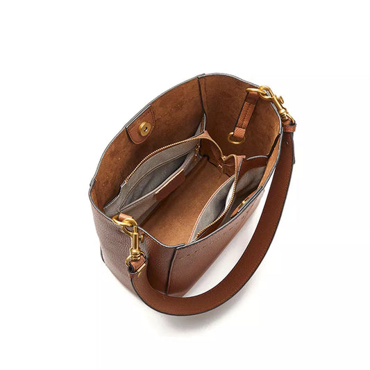 Leather Shoulder Medium Bucket Bag
