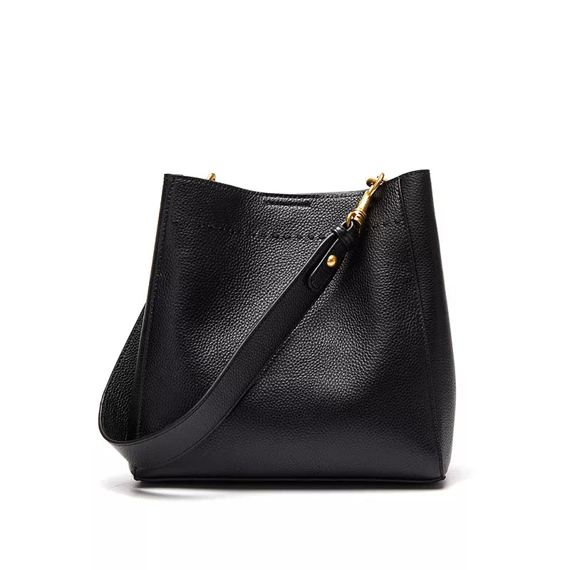 Leather Shoulder Medium Bucket Bag