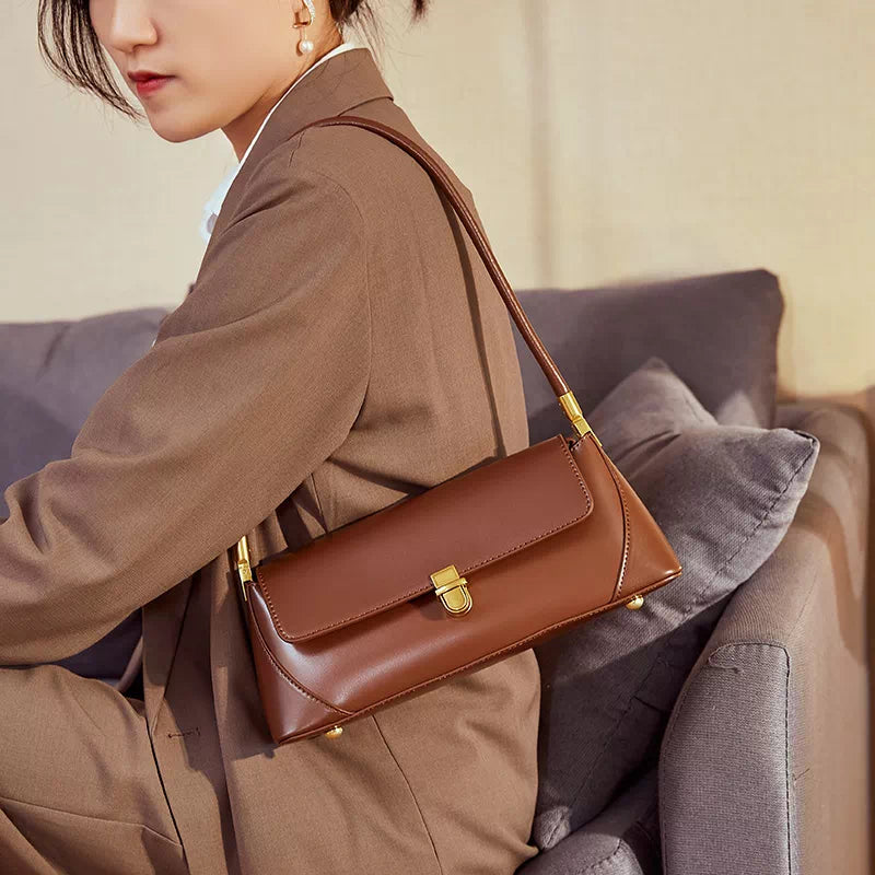 Leather Baguette Shoulder Bag