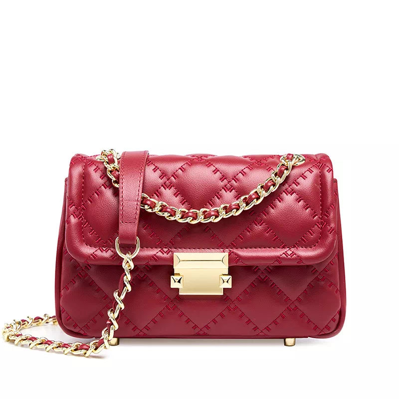 Quilted Leather Shoulder Bag With Chain