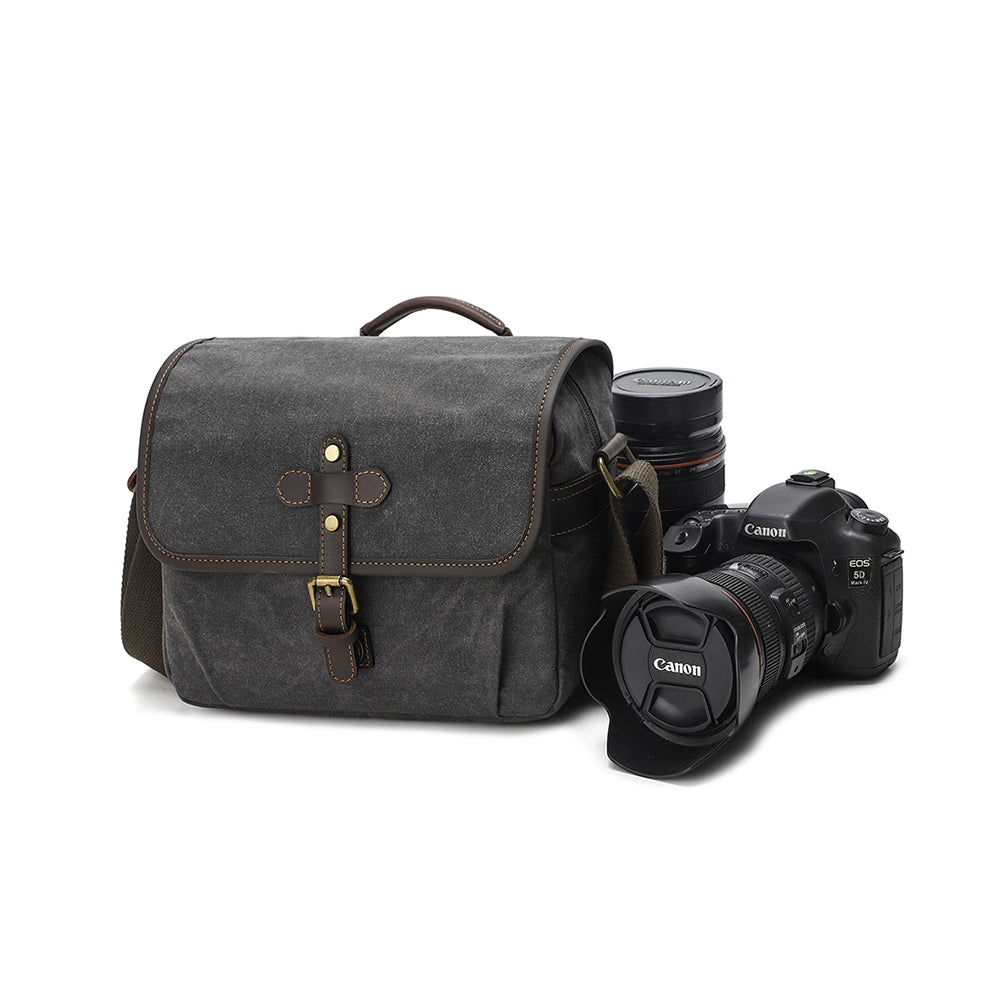 Waxed Canvas Camera Messenger Bag