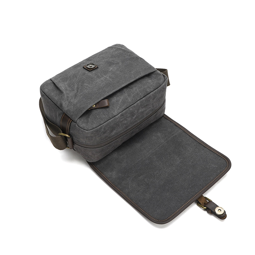 Waxed Canvas Camera Messenger Bag