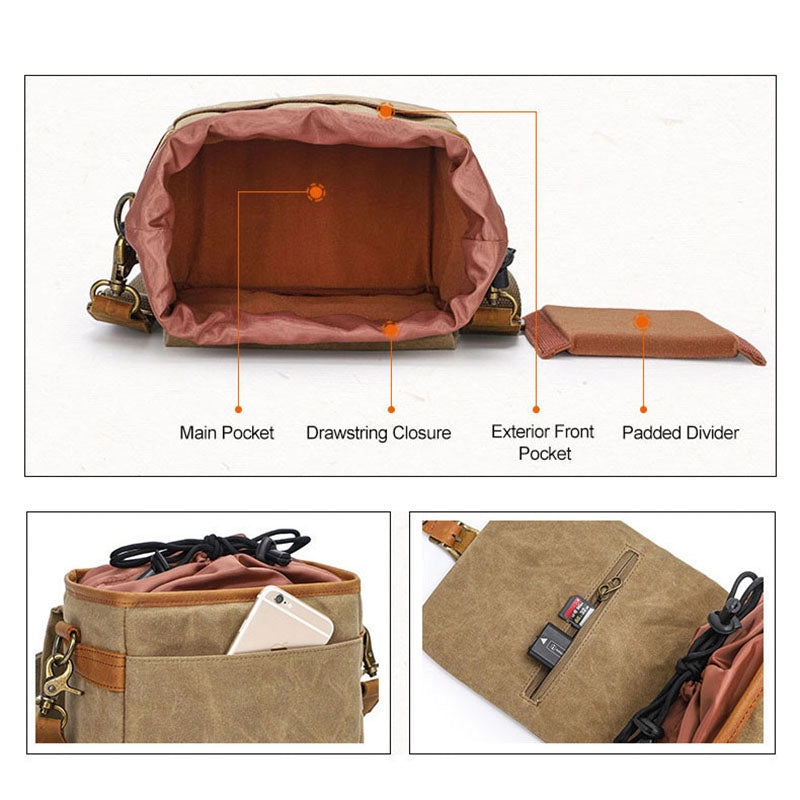Waxed Canvas DSLR & Mirrorless Crossbody Bag