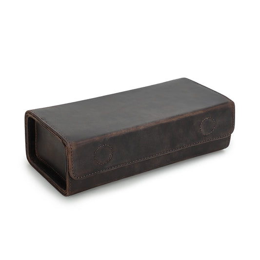 2-Pair Leather Sunglasses Travel Case