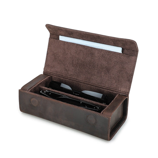 2-Pair Leather Sunglasses Travel Case