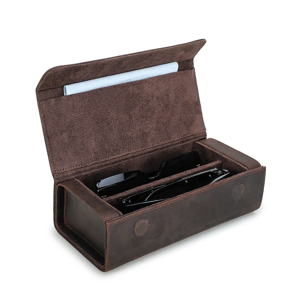 2-Pair Leather Sunglasses Travel Case