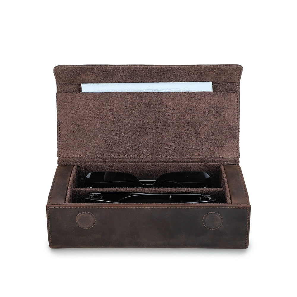 2-Pair Leather Sunglasses Travel Case