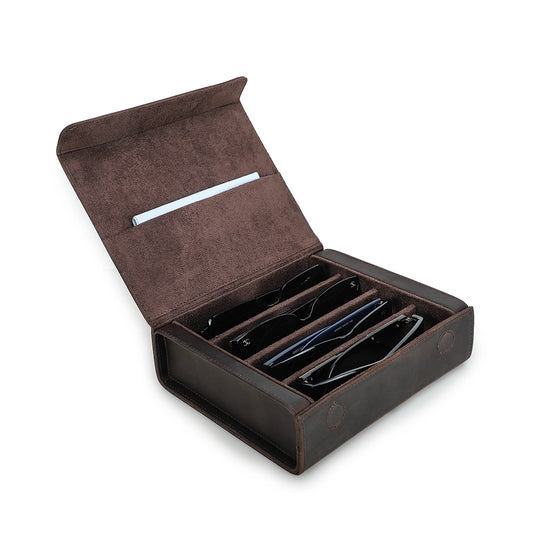 4-Pair Leather Sunglasses Travel Case