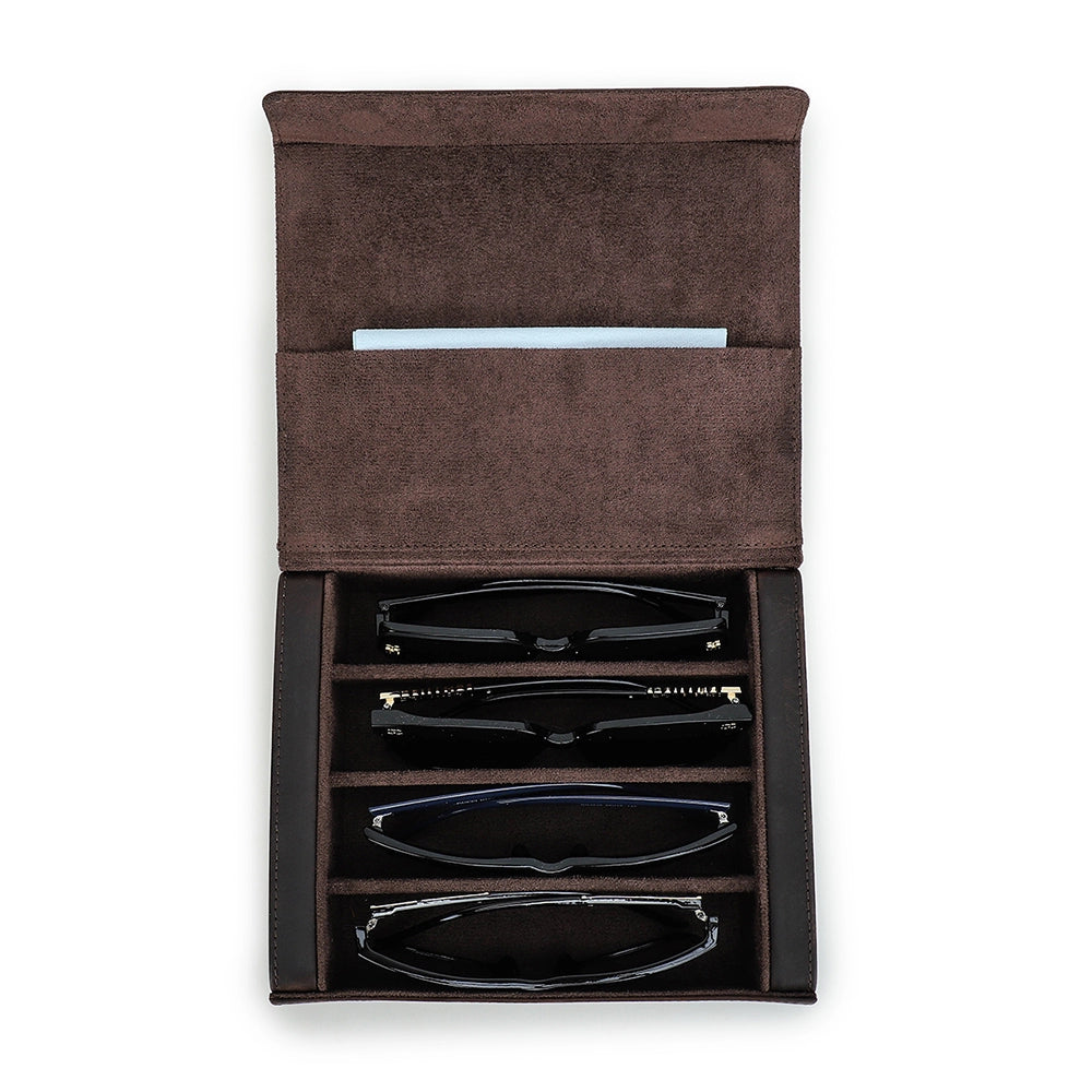 4-Pair Leather Sunglasses Travel Case