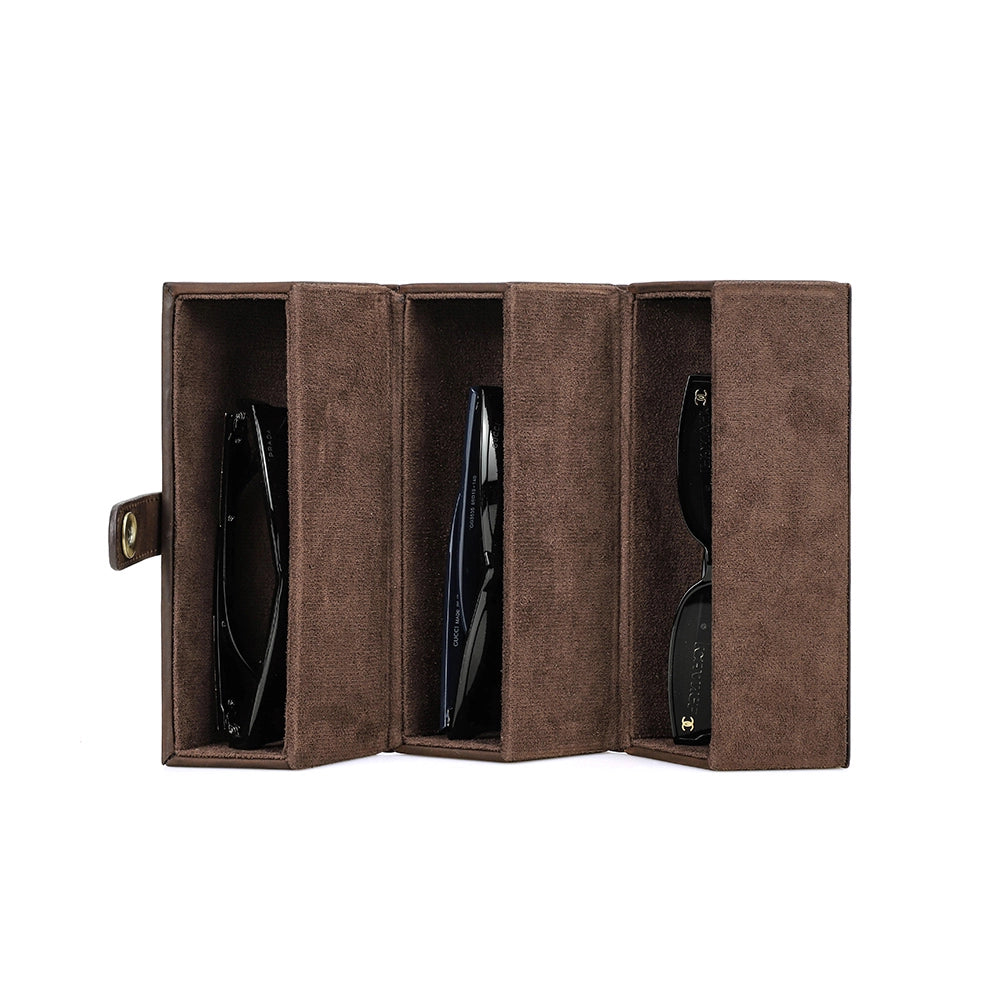 3-Pair Leather Sunglasses Travel Case