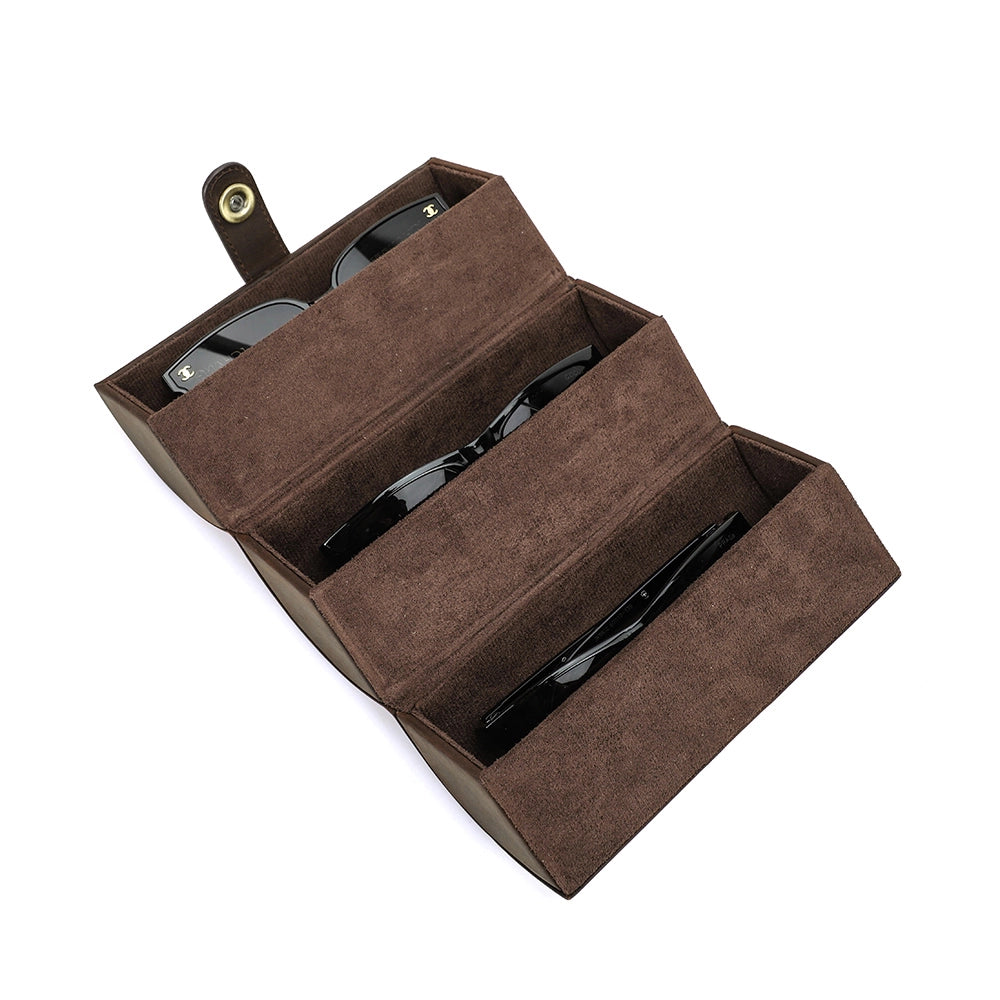3-Pair Leather Sunglasses Travel Case