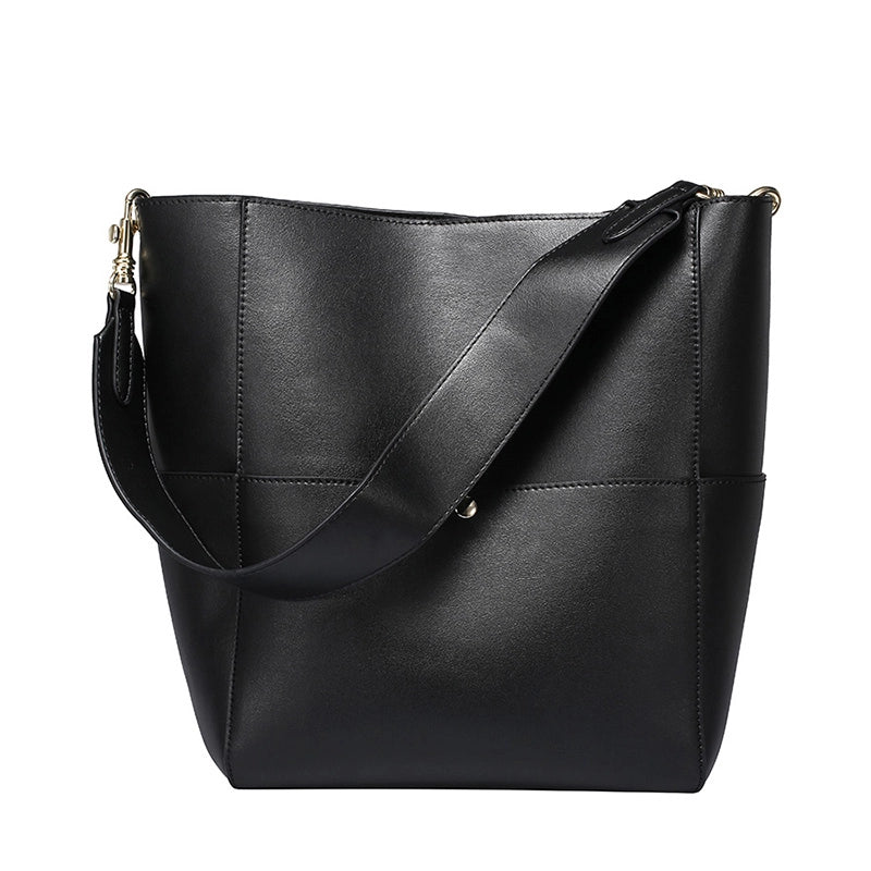 Large Leather Shoulder Bucket Bag