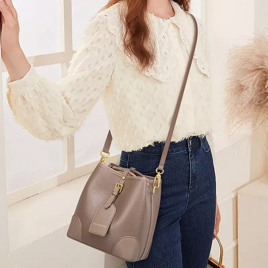 Mini Leather Crossbody Bucket Bag