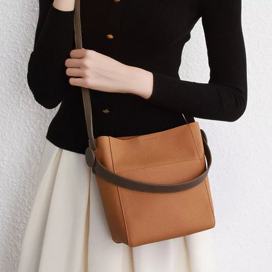 Mini Leather Crossbody Bucket Bag