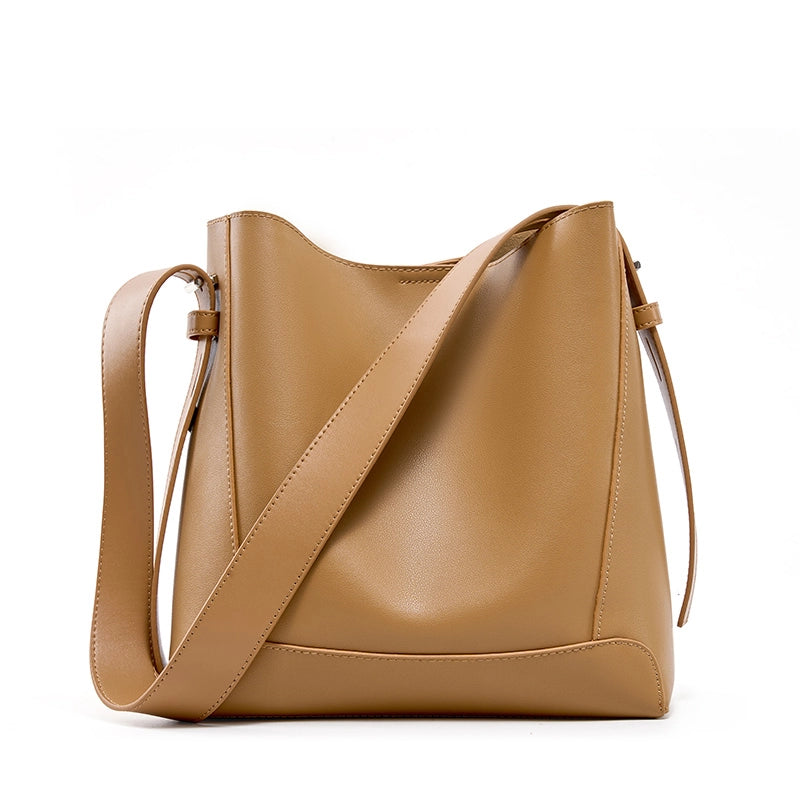 Leather Shoulder Medium Bucket Bag