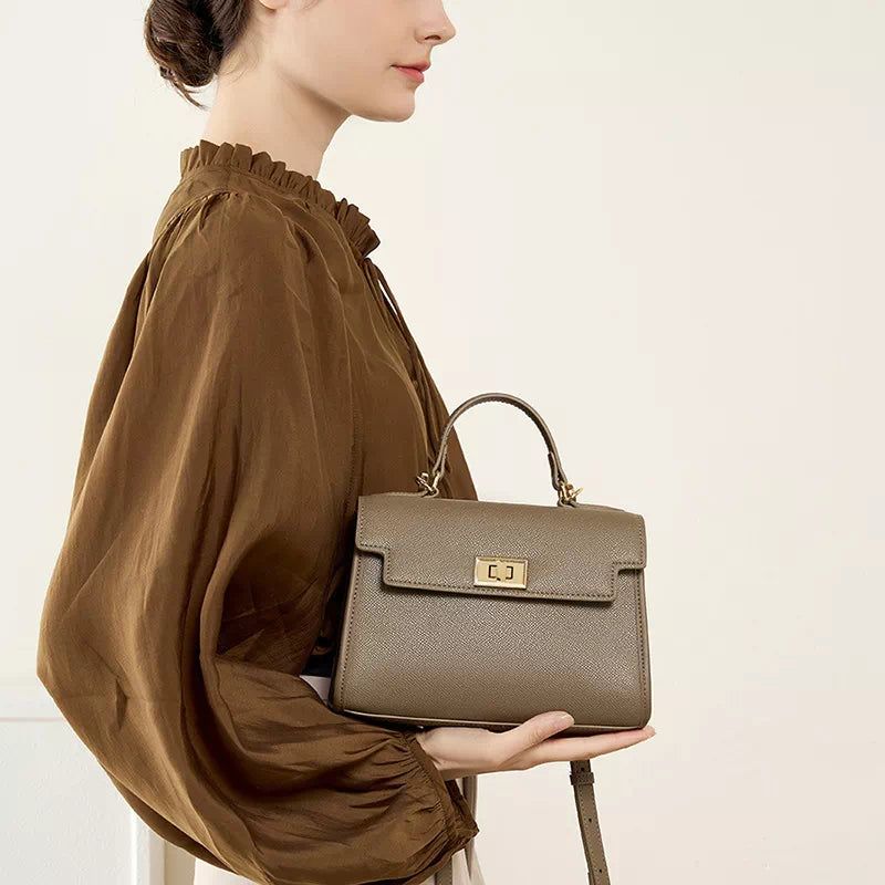 Leather Satchel Top Handle Bag