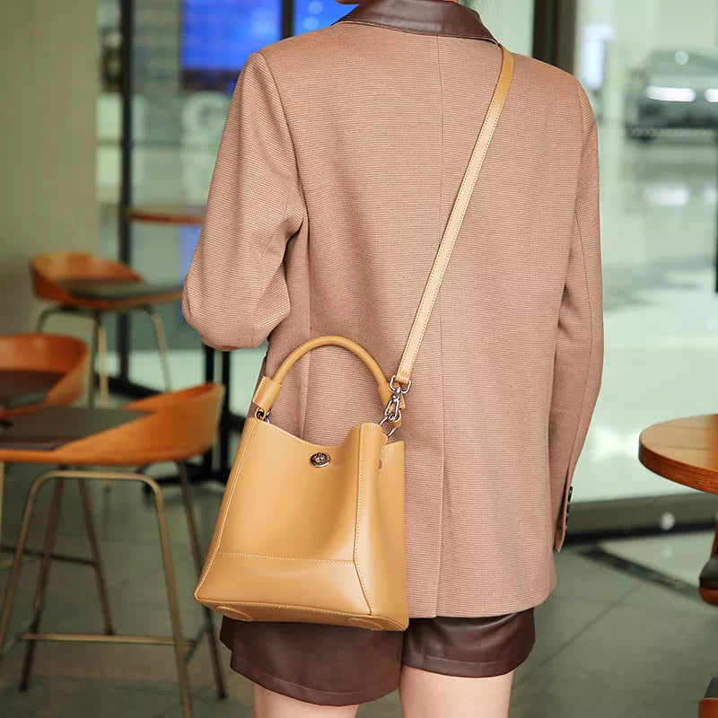 Leather Crossbody Bucket Bag