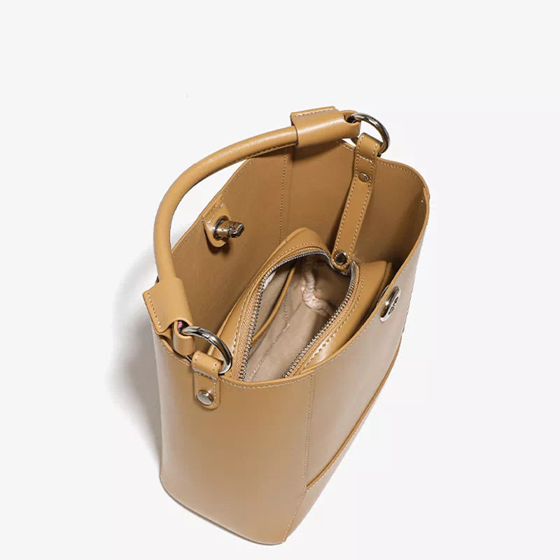 Leather Crossbody Bucket Bag