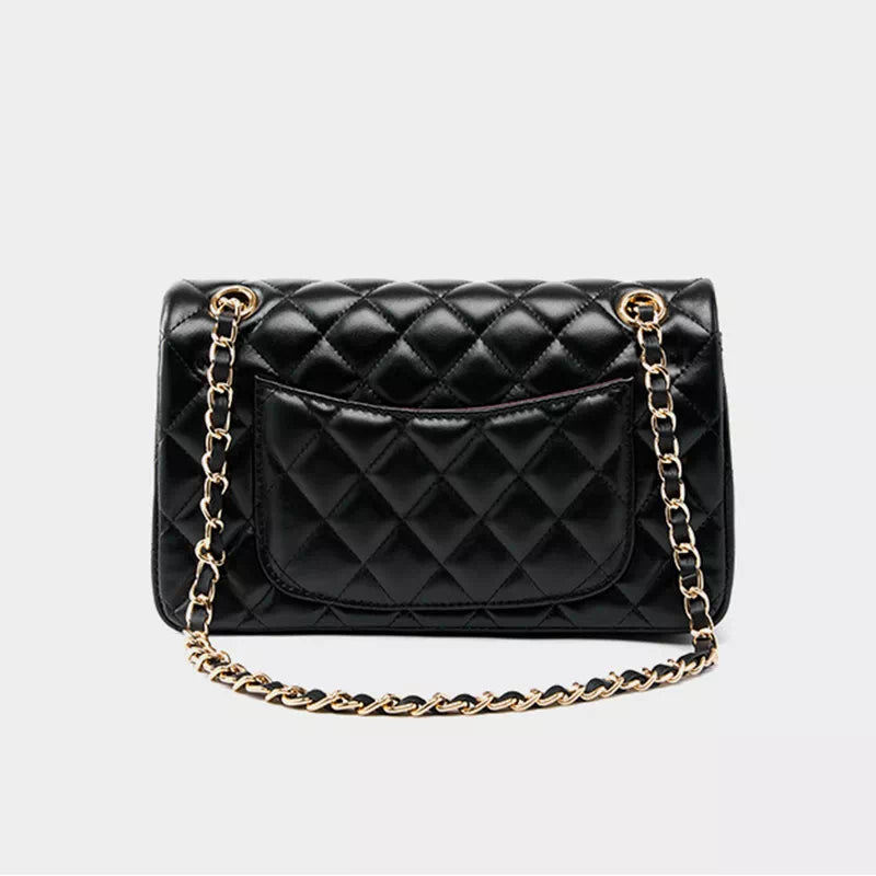 Classic Quilted Leather Shoulder Bag With Chain