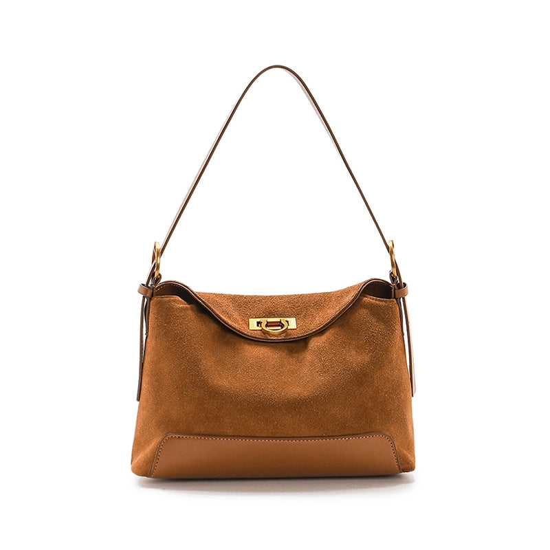 Suede Leather Convertible Shoulder Bag