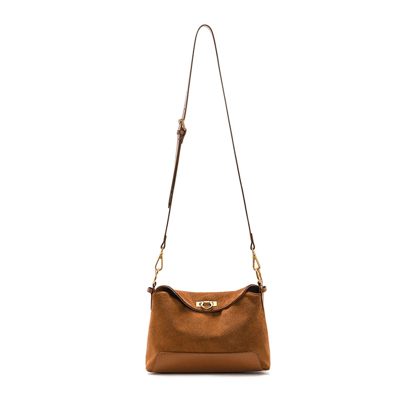 Suede Leather Convertible Shoulder Bag