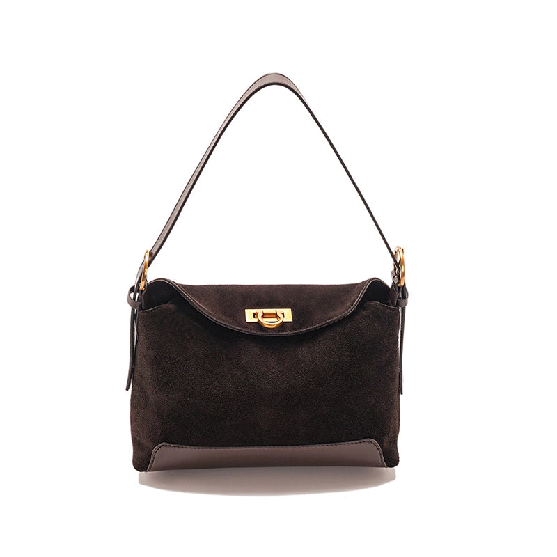 Suede Leather Convertible Shoulder Bag