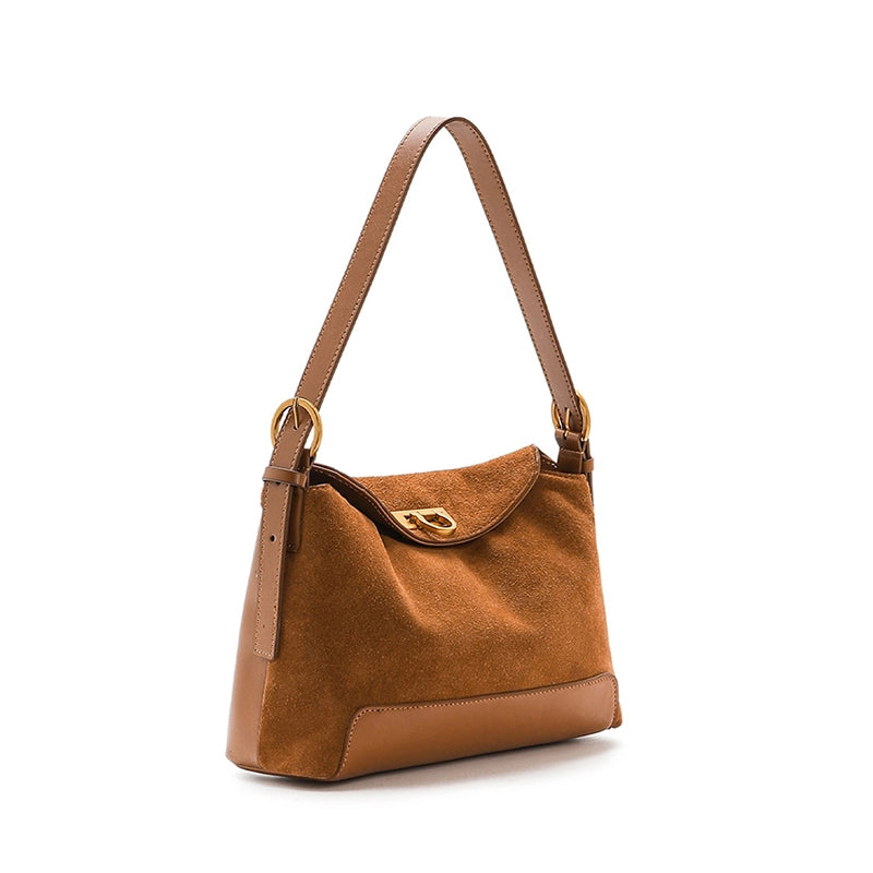 Suede Leather Convertible Shoulder Bag