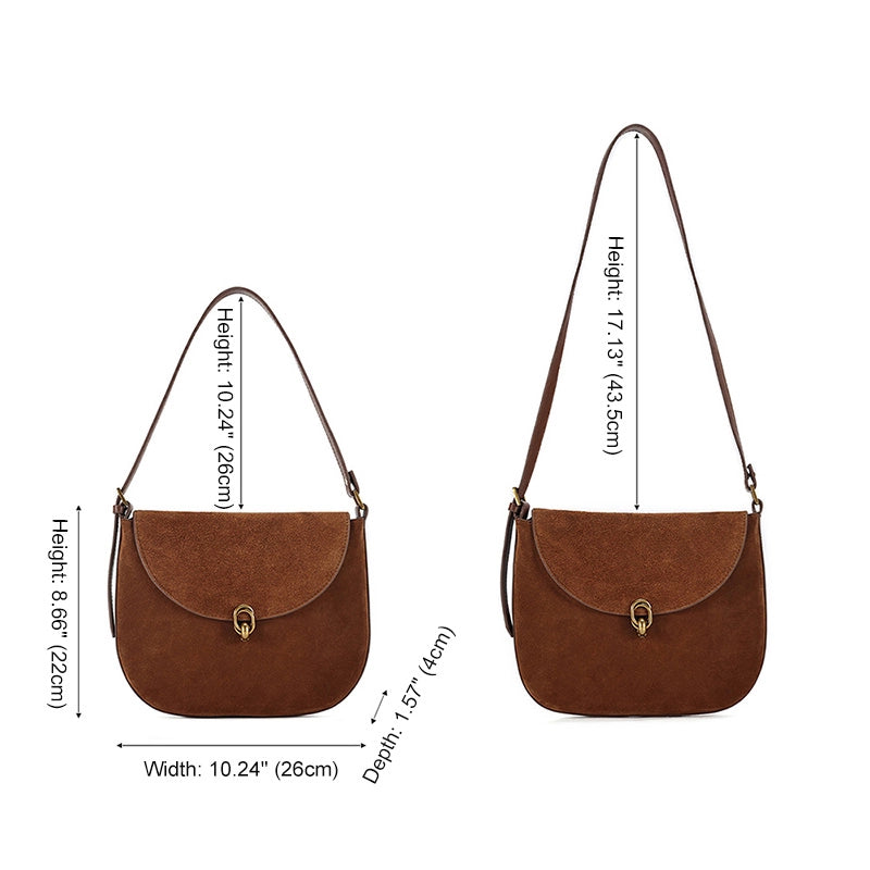Suede Leather Convertible Shoulder Bag