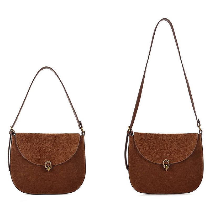Suede Leather Convertible Shoulder Bag