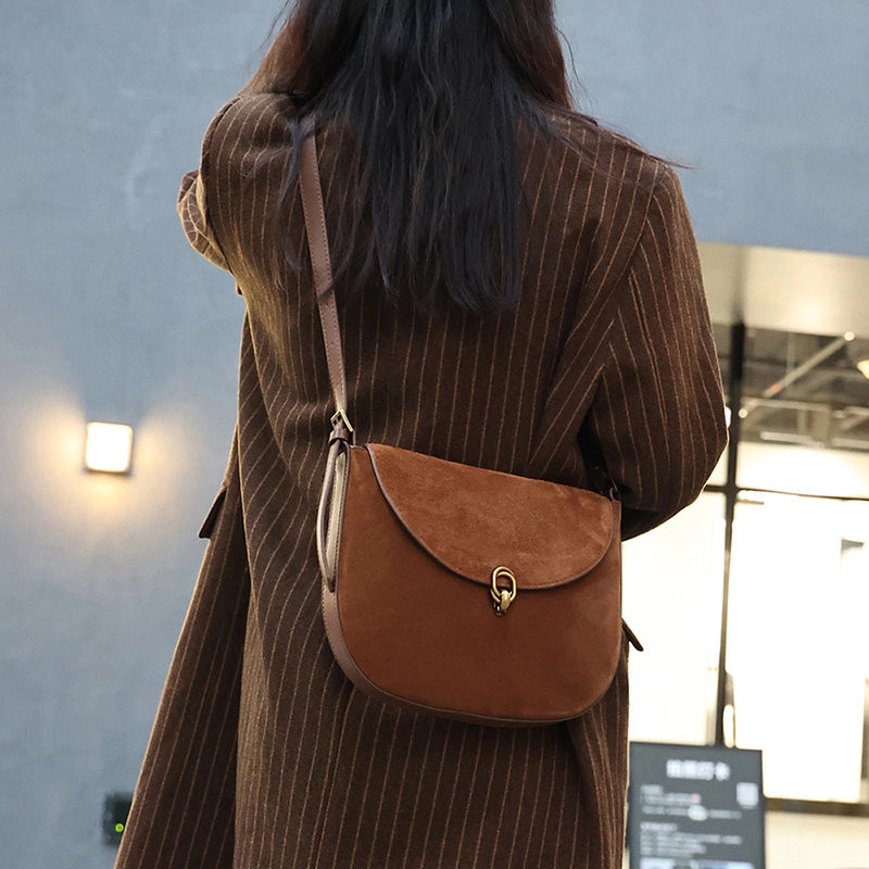 Suede Leather Convertible Shoulder Bag