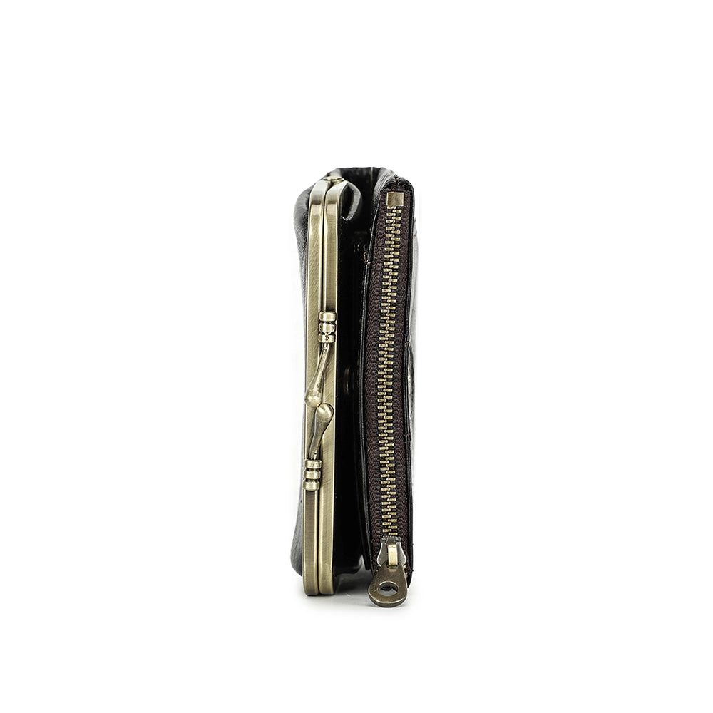 Women's Compact Leather Bifold Wallet RFID Blocking