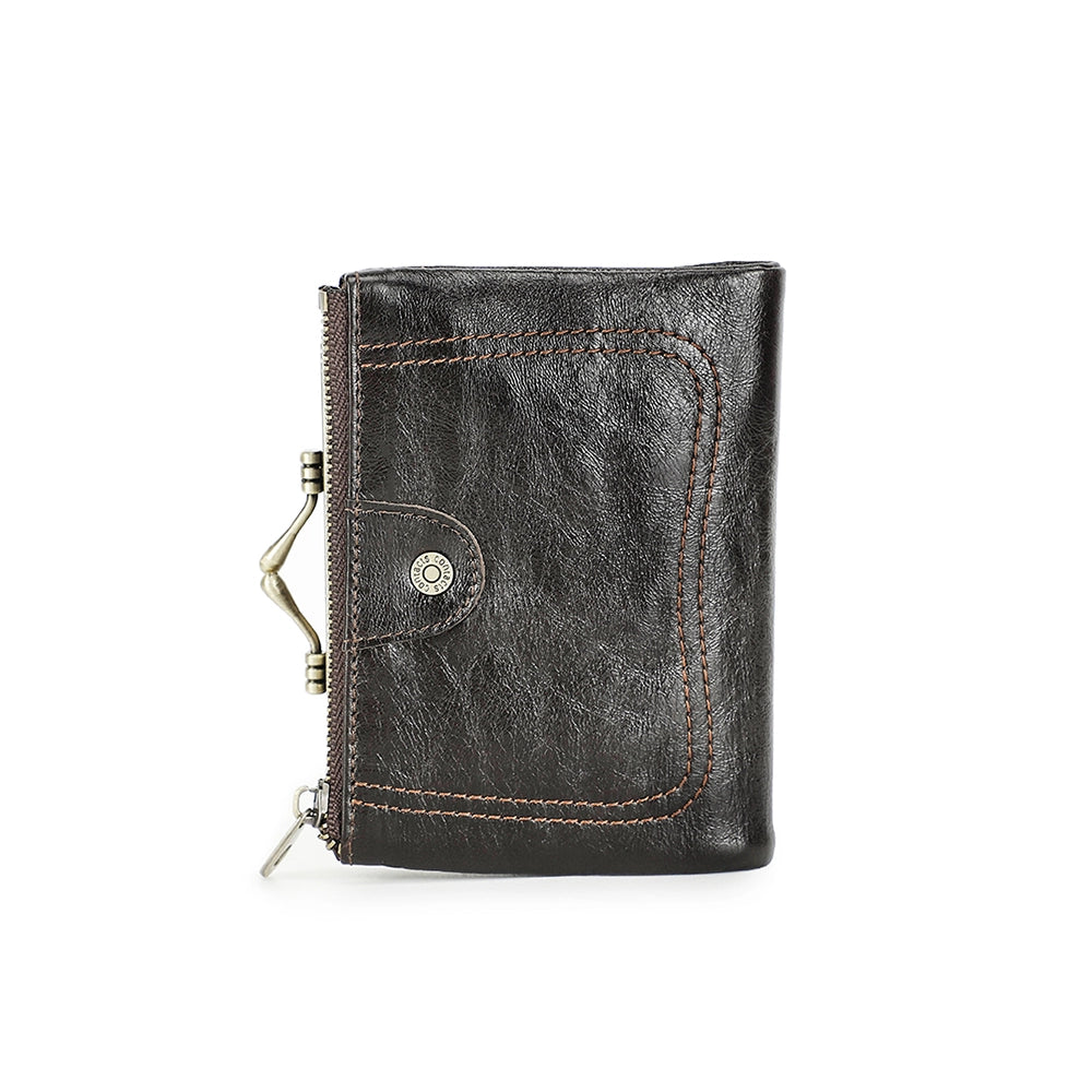 Women's Compact Leather Bifold Wallet RFID Blocking