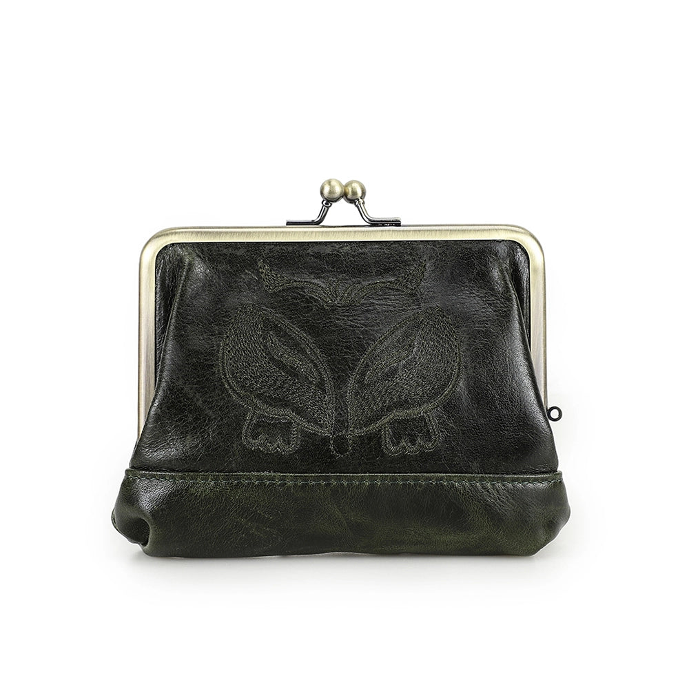 Women's Kiss Lock Leather Accordion Wallet