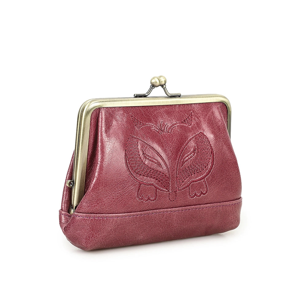 Women's Kiss Lock Leather Accordion Wallet