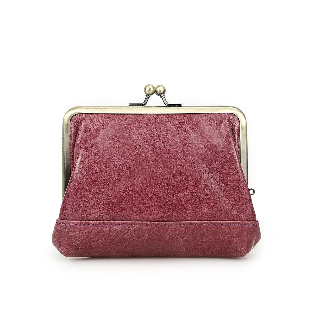 Women's Kiss Lock Leather Accordion Wallet