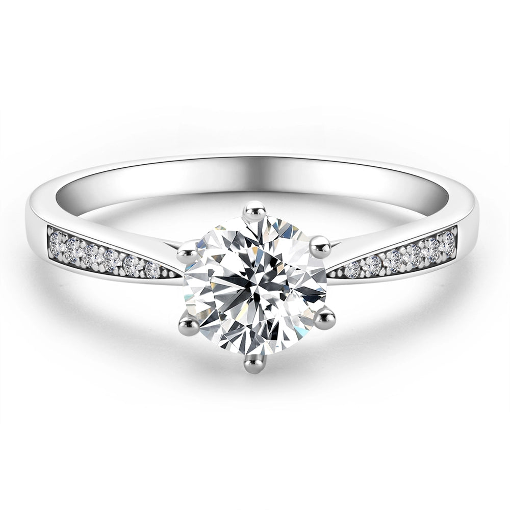 Sparkling Crown Solitaire Moissanite Ring