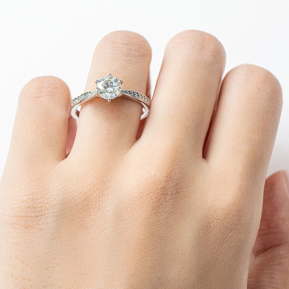Sparkling Crown Solitaire Moissanite Ring