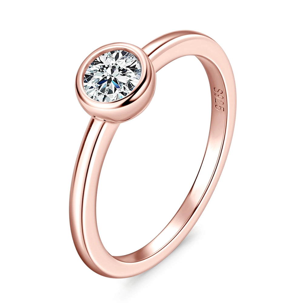 18K Rose Gold Plated Solitaire Ring