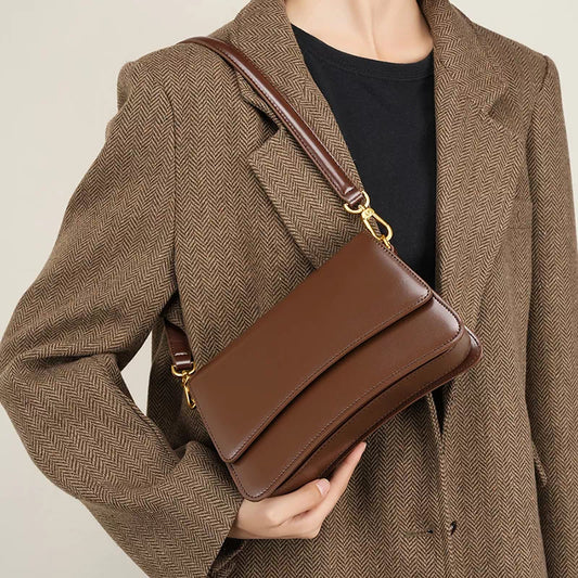 Leather Flap Convertible Shoulder Bag