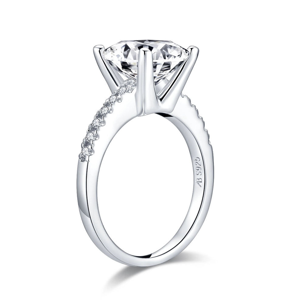 Cubic Zirconia Sparkling Crown Solitaire Ring