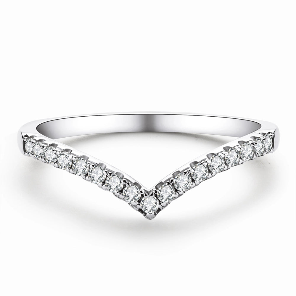 Sparkling Row Eternity Wishbone Ring