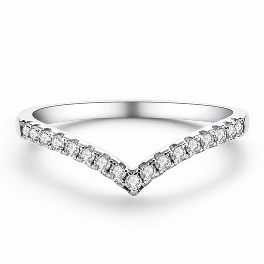 Sparkling Row Eternity Wishbone Ring