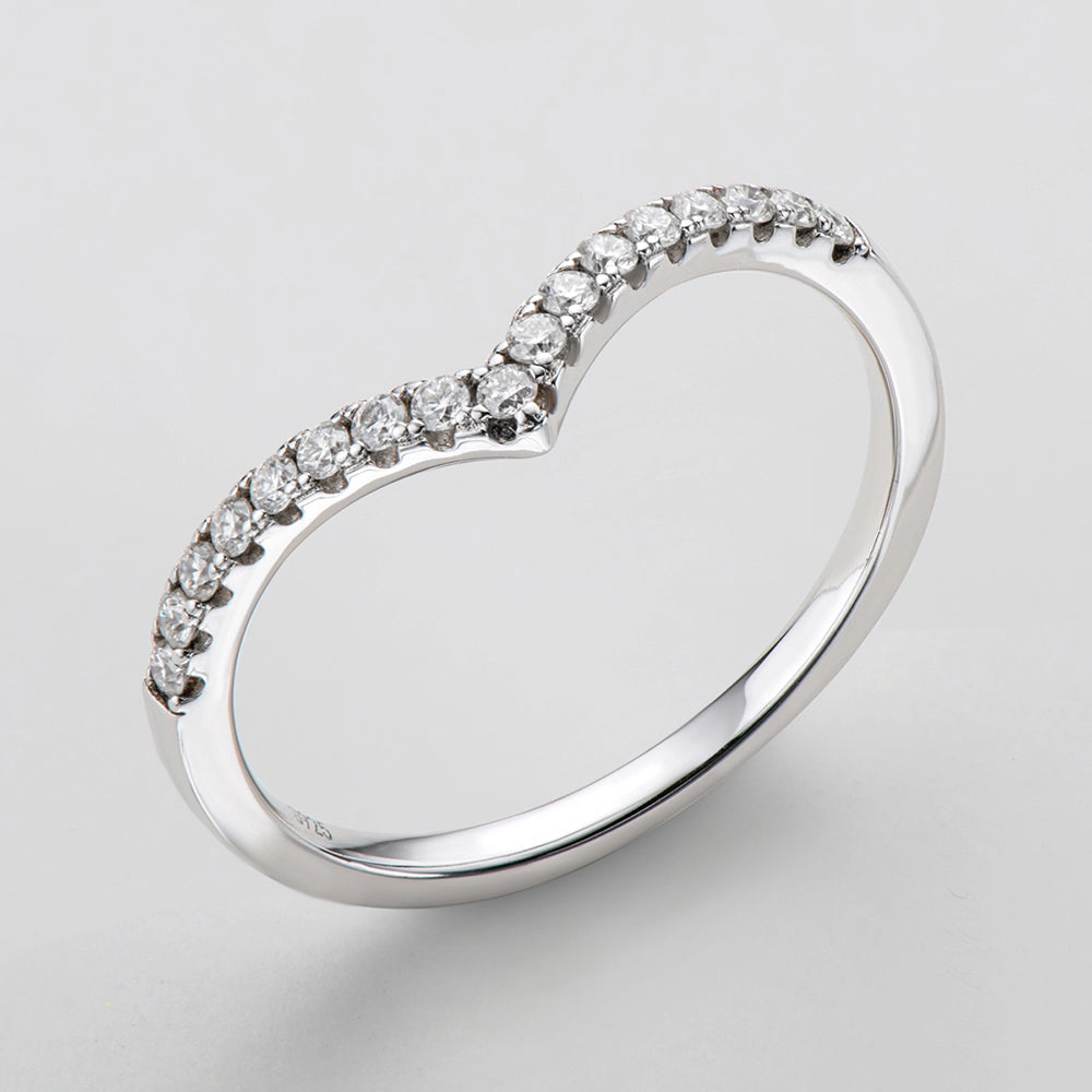 Sparkling Row Eternity Wishbone Ring