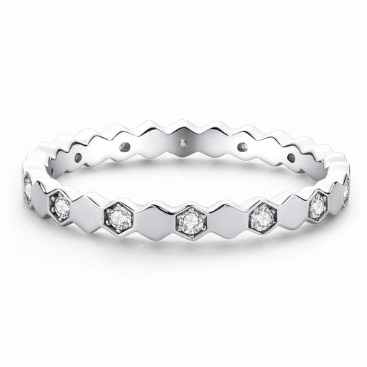 Moissanite Honeycomb Band Ring