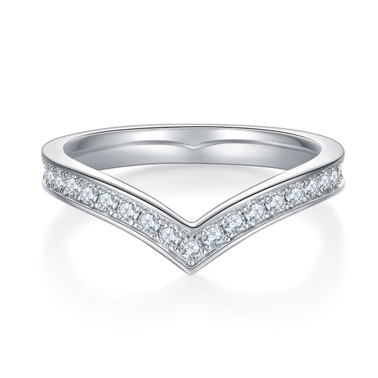 Sparkle Shared Prong Moissanite Wishbone Ring