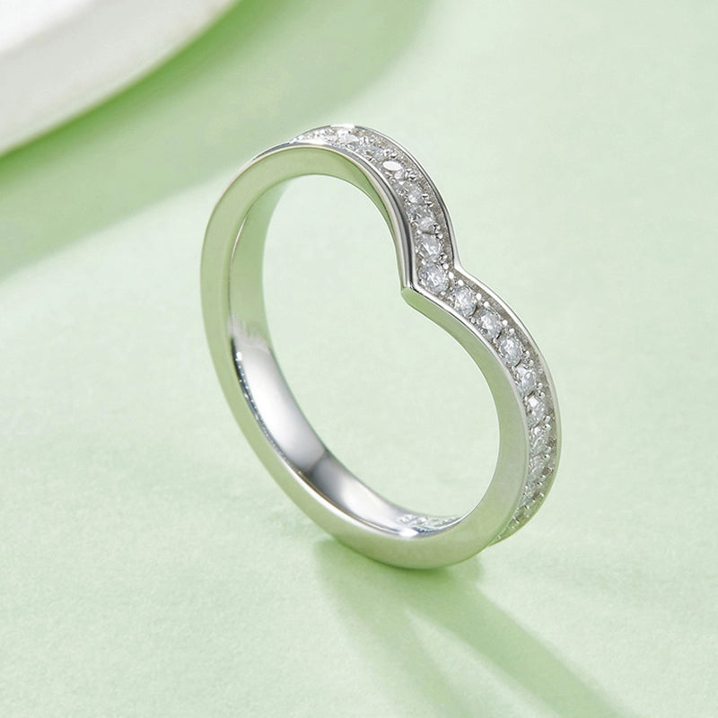 Sparkle Shared Prong Moissanite Wishbone Ring