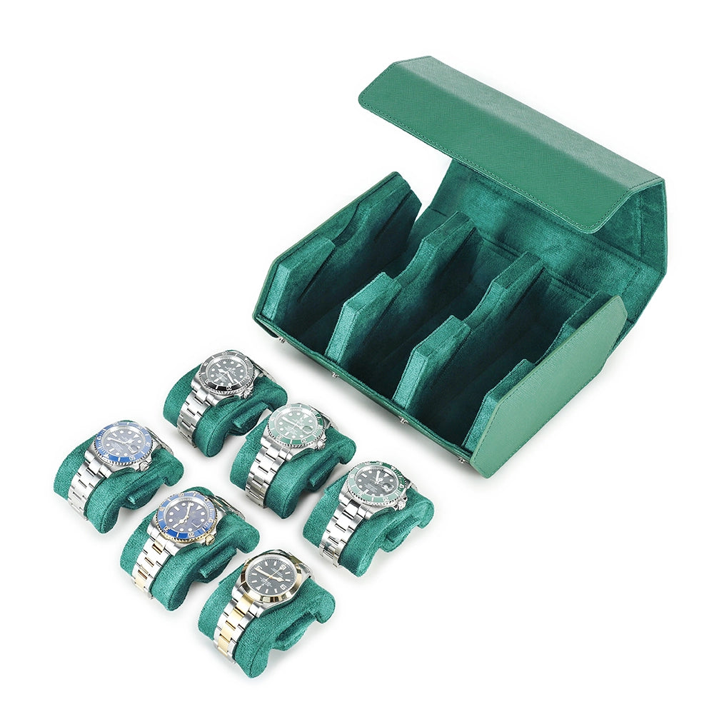 Saffiano Leather Watch Case For 6 Watches