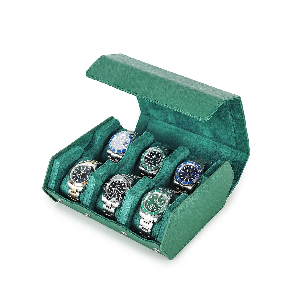 Saffiano Leather Watch Case For 6 Watches