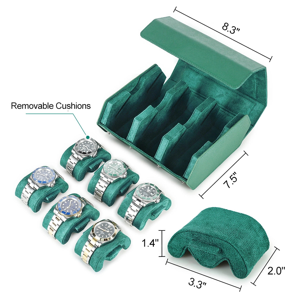 Saffiano Leather Watch Case For 6 Watches