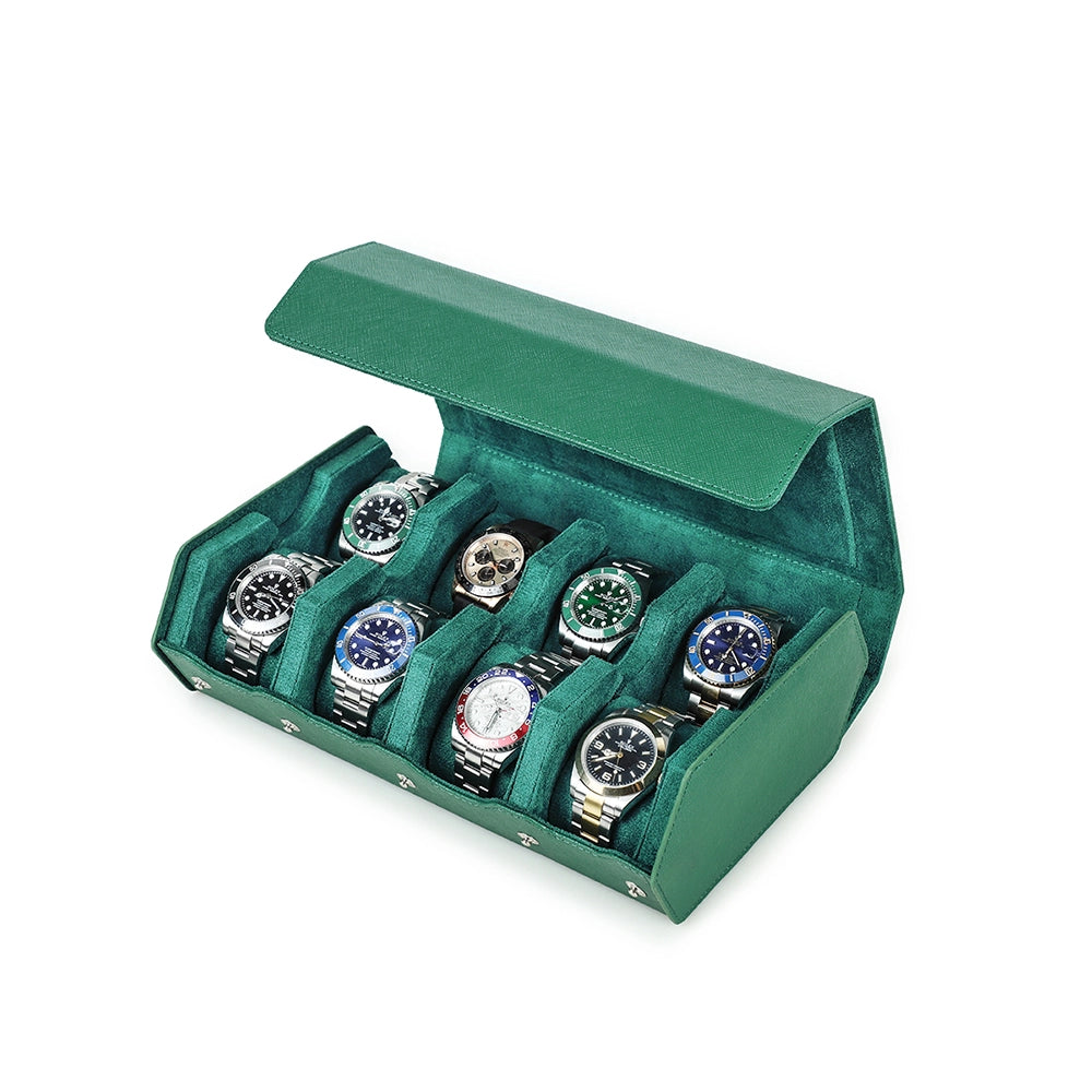 Saffiano Leather Watch Case For 8 Watches